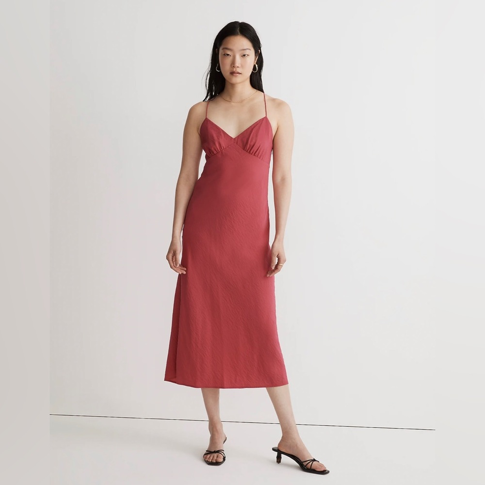 NWT Madewell Layton Midi Slip Dress in Rose Hibiscus - Picture 8 of 10